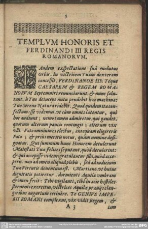 Templum Honoris Et Ferdinandi III Regis Romanorum