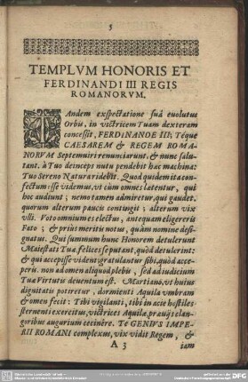 Templum Honoris Et Ferdinandi III Regis Romanorum