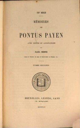 Mémoires de Pontus Payen. 2