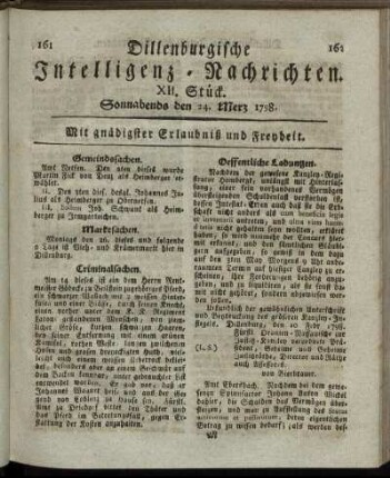 XII. Stück. Sonnabends den 24. Merz 1798.