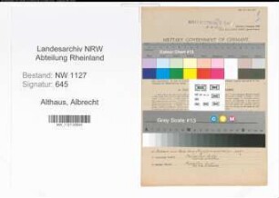 Entnazifizierung Albrecht Althaus , geb. 21.03.1896 (Bauunternehmer)