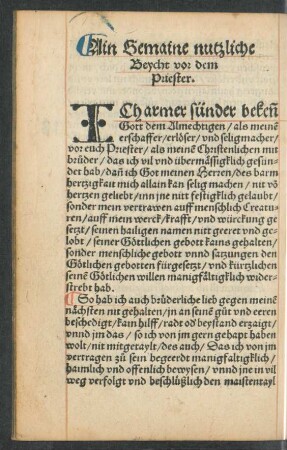 Ain Gemaine nutzliche Beycht vor dem Priester.