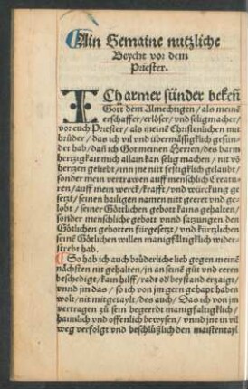 Ain Gemaine nutzliche Beycht vor dem Priester.