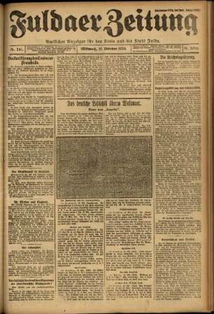 Erste Ausgabe vom Mittwoch, den 15. Oktober 1924.
