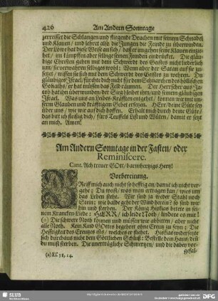 Am Andern Sonntage in der Fasten, oder Reminiscere