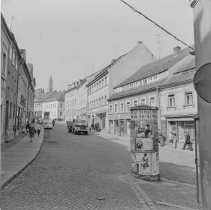 Kamenz: Bautzner Straße : Kamenz/Kamjenc. Bautzner Straße. Blick zum Rathaus