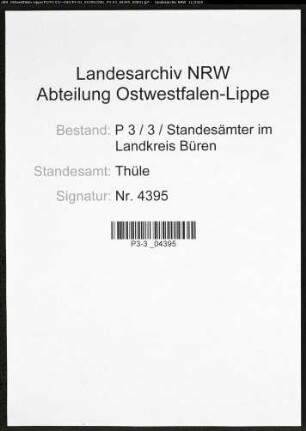 Sterberegister Standesamt Thüle