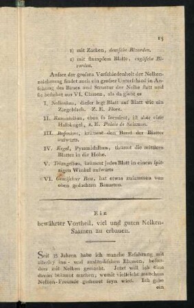 15-20, Ein bewährter Vortheil, viel und guten Nelken-Saamen zu erbauen.