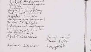 Eintragung des Komponisten J. Kalcher in dem Stammbuch Carl Maria von Webers