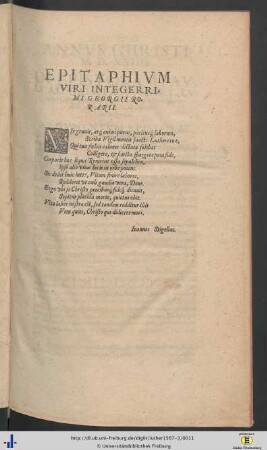 Epitaphium Viri Integerrimi Georgii Rorarii.