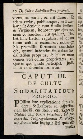36-52, Caput III. De Cultu Sodalitatibus Proprio.