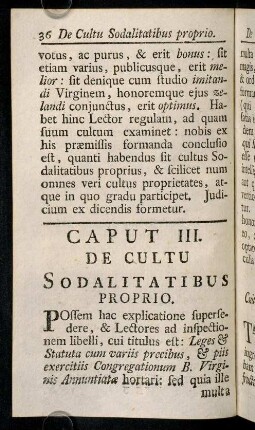 36-52, Caput III. De Cultu Sodalitatibus Proprio.