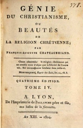 Génie du christianisme, ou beautés de la religion chrétienne, 4