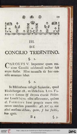 III. De Concilio Tridentino