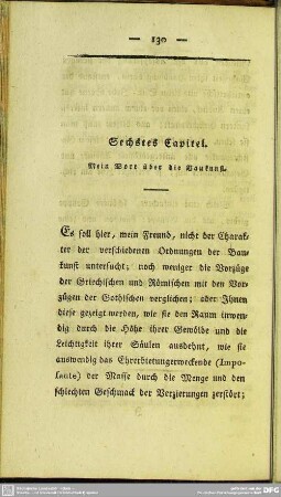 Sechstes Capitel. Mein Wort über die Baukunst