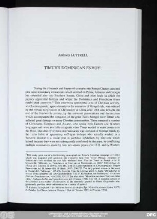 Anthony Luttrell Timur's Dominican Envoy