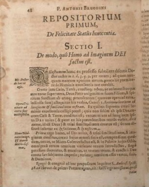 Sectio I. De modo, quo Homo ad Imaginem DEI factus est.