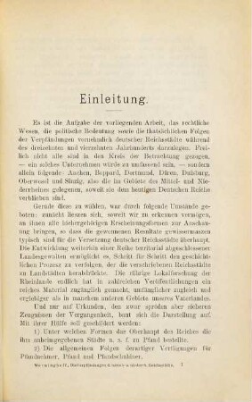 Die Verpfändungen der mittel- und niederrheinischen Reichsstädte während des 13. und 14. Jahrhunderts
