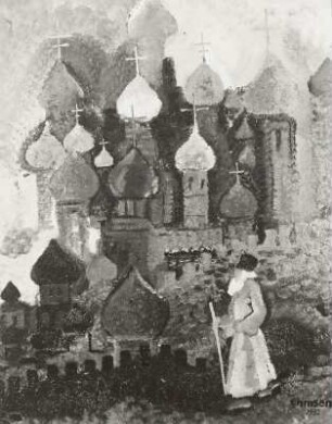 Alter Russe vor Kathedralen
