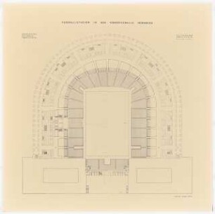 Fußballstadion in der Kongresshalle, Nürnberg: Grundriss EG (Unterring) ca. 1:625