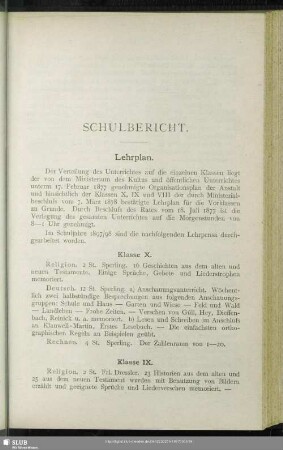 Schulbericht
