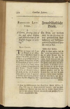 Familiar Letters. = Freundschaftliche Briefe.