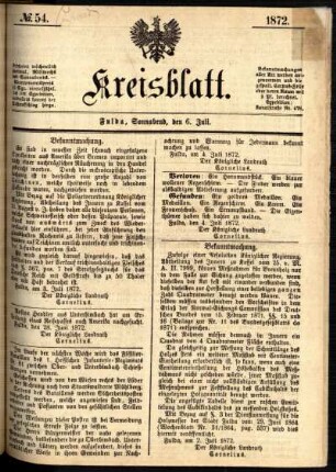 Ausgabe vom Samstag, den 06. Juli 1872.