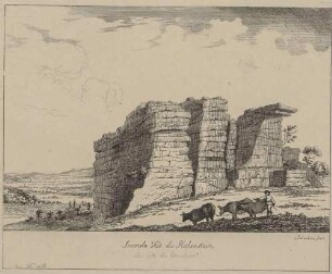 Der Felsgipfel Hochstein (Hohenstein) in den Königshainer Bergen in der Oberlausitz, zweite Ansicht, eventuell aus Schachmanns Beobachtungen über das Gebirge bei Koenigshayn in der Oberlausitz