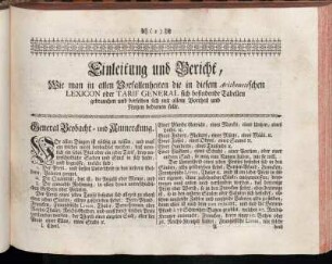 General Beobacht- und Anmerckung. - Zertheilung. Division.
