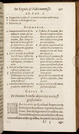 Caput V. De Nomine hæredis, deque eius varia significatione.