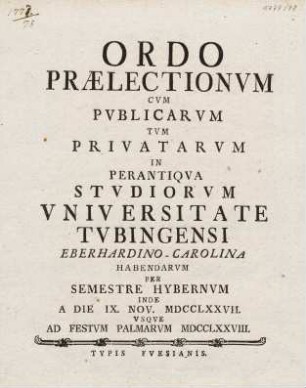 Vorlesungsverzeichnis 1777/78