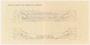 Fußballstadion in der Kongresshalle, Nürnberg: 2 Querschnitte Ostansicht und Westansicht, ca. 1:312