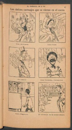 Los únicos carruajes que se vieron en el corso - [Cómic] : El carnaval de á pie