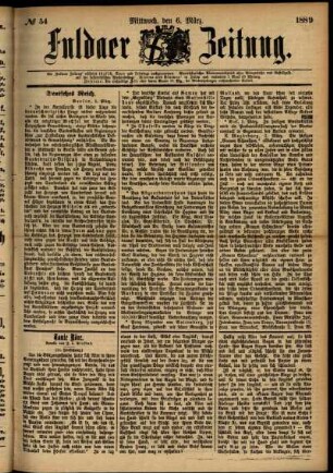 Ausgabe vom Mittwoch, den 06. März 1889.