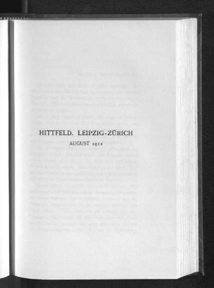 Hittfeld. Leipzig-Zürich August 1912