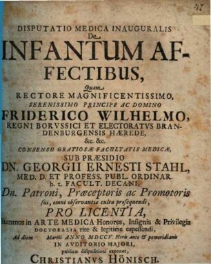 Disputatio medica inauguralis de infantum affectibus