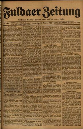 Ausgabe vom Donnerstag, den 21. Oktober 1920.