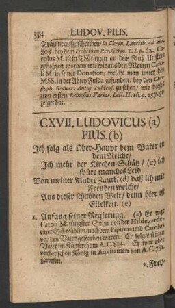 CXVII. Ludovicus (a) Pius. (b)