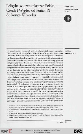 15: Polityka w architekturze Polski, Czech i Węgier od końca IX do końca XI wieku