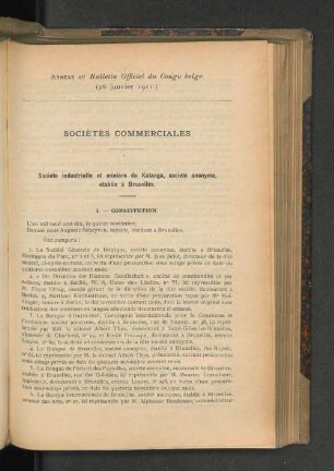 Annexe du Bulletin Officiel du Congo belge. (26 janvier 1911.)