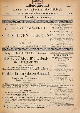 Literaturblatt für germanische und romanische Philologie. 10. 1889