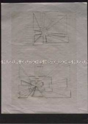 Entwurf zum Projekt "Helioptix" mit vier geometrischen Motiven (Vorder- und Rückseite)
