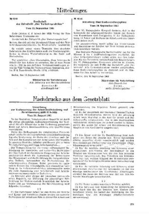 Sonderheft der Zeitschrift "Der Verkehrspraktiker" : 67/61 Vom 15. September 1961 ; [Mitteilungen]