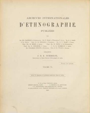 Internationales Archiv für Ethnographie : = Archives internationales d'éthnographie. 6. 1893