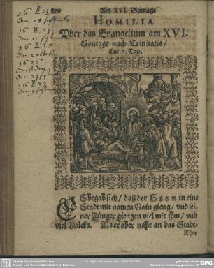 Homilia Uber das Evangelium am XVI. Sontage nach Trinitatis, Luc. 7. Cap.