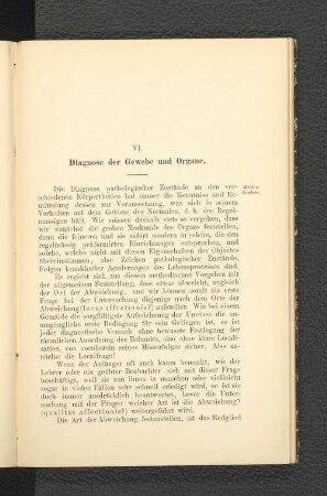VI. Diagnose der Gewebe und Organe.