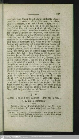 §. 51. Herzog Johann von Weimar. Dorothea Maria, dessen Gemahlin
