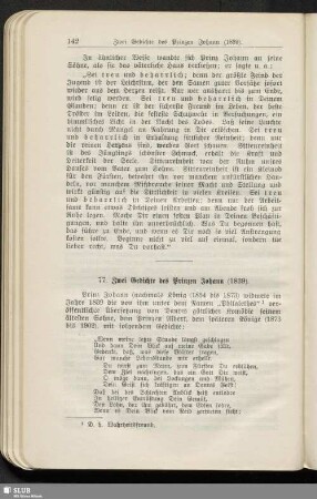 77. Zwei Gedichte des Prinzen Johann (1839)