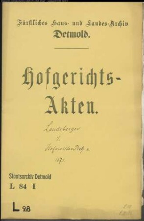 Landsberg, Bernd zu Brüntrup gegen den gr. lipp. Hofmeister Johann de Pietz - Schuldforderung