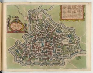 Vogelschauplan von Padua, 1:8 000, kolorierter Kupferstich, um 1682 : Padova . - [Ca. 1:8 000]. - [Amsterdam] : [Bÿ d' Erfsgenamen van Joannes Janssonius van Waesberge], [1682]. - 1 Vogelschauplan : Kupferstich. ; 50 x 40 cm (Karte)